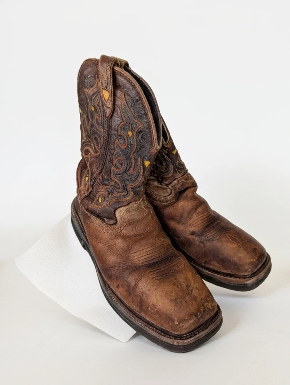 Justin Workboots Brown Leather Composite Toe Western Work Boots Size 9B